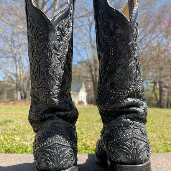 Black Corral Women’s Square toe full overlay & studs Cowgirl Boots -Size 8 - Picture 2 of 6